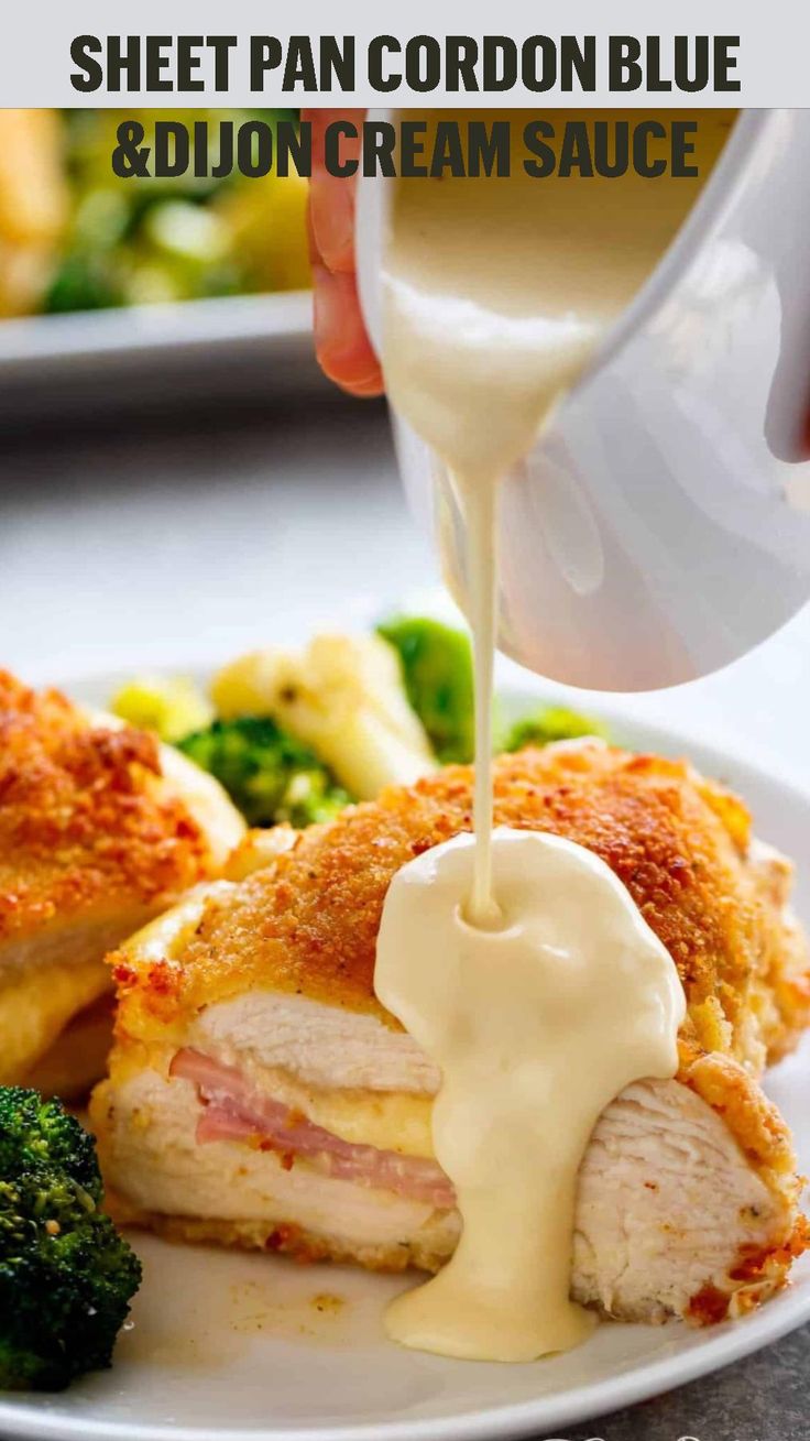Restaurant-Quality Sheet Pan Chicken Cordon Bleu with Dijon Sauce